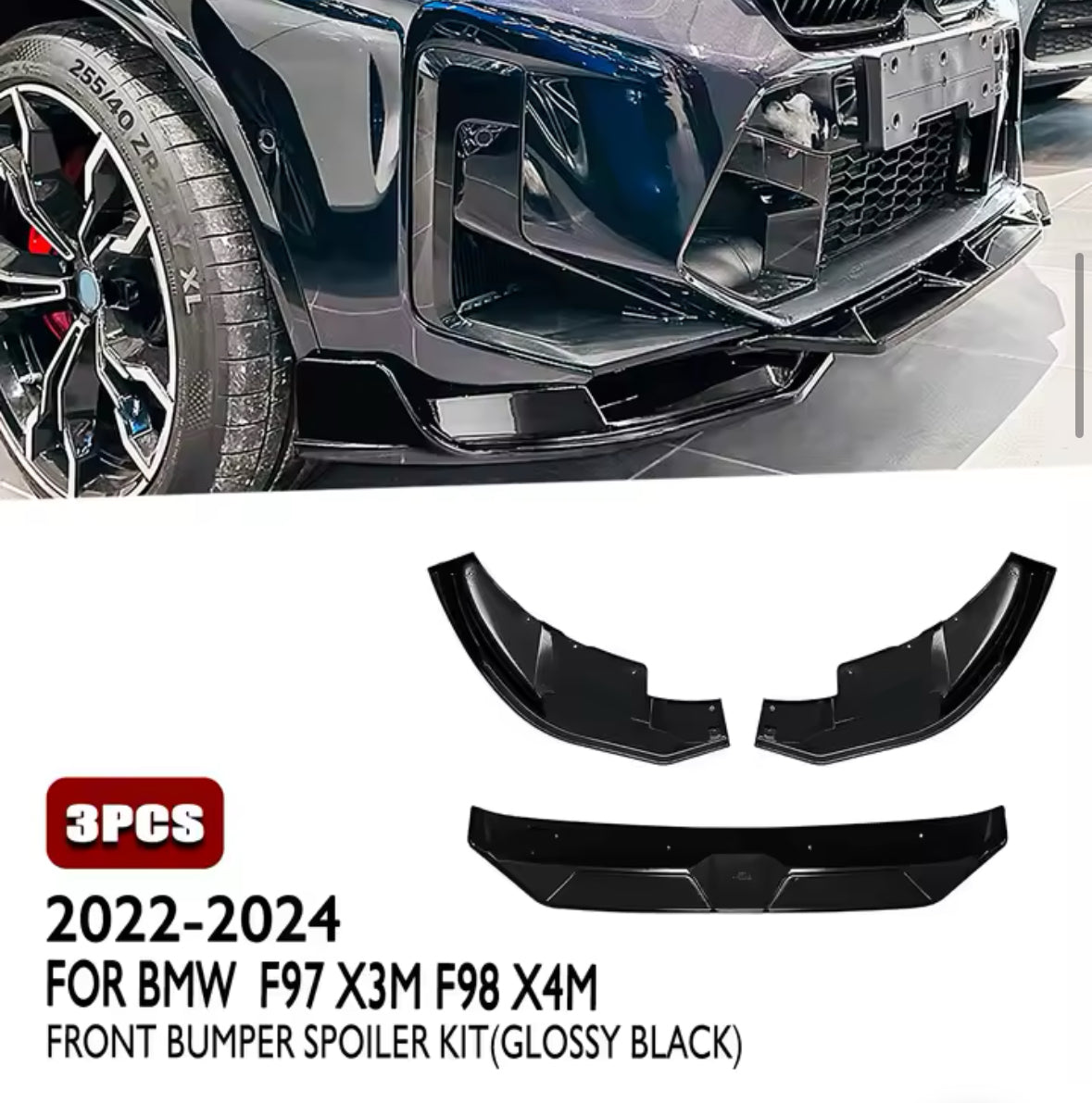 BMW F97 F98 X3M X4M Facelift Gloss Black Sport Style Front Splitter (2019-2024) - Bimmermods