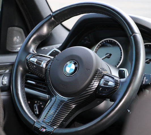 Steering Wheel Cover Trim For BMW F Chassis F06 F10 F11 F12 F15 F16 F20 F21 F22 F23 F30 F32 F34 ABS Carbon Texture Car Interior - BimmerMods