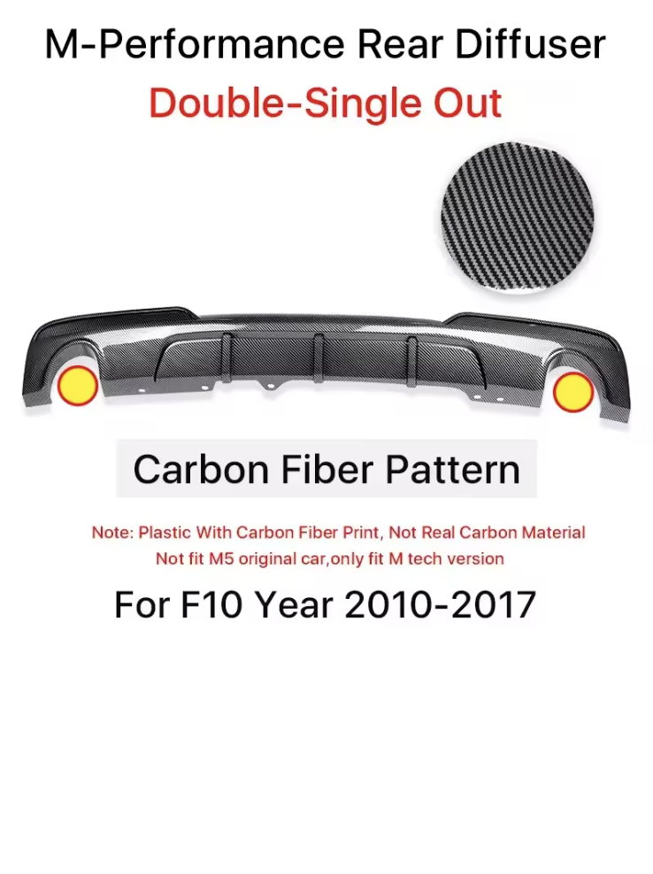 Rear Bumper Diffuser V Type/Competition/Diffuser For BMW 5 Series F10 F11 2010-2017 M Sport - Bimmermods