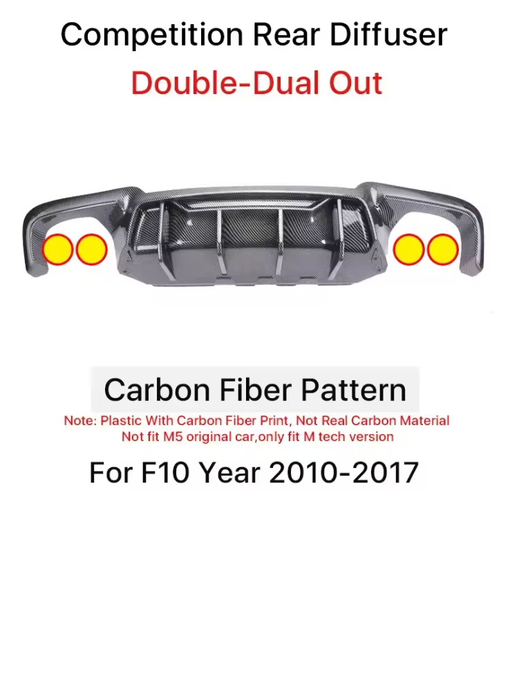 Rear Bumper Diffuser V Type/Competition/Diffuser For BMW 5 Series F10 F11 2010-2017 M Sport - Bimmermods