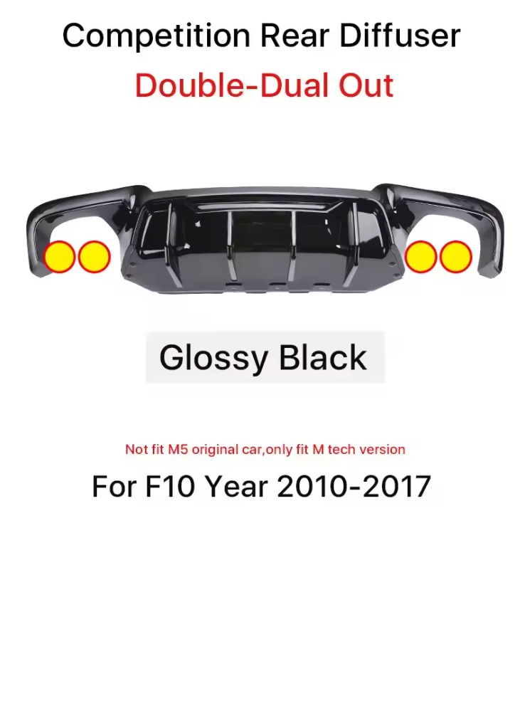 Rear Bumper Diffuser V Type/Competition/Diffuser For BMW 5 Series F10 F11 2010-2017 M Sport - Bimmermods