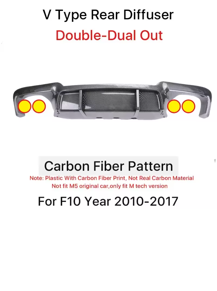 Rear Bumper Diffuser V Type/Competition/Diffuser For BMW 5 Series F10 F11 2010-2017 M Sport - Bimmermods