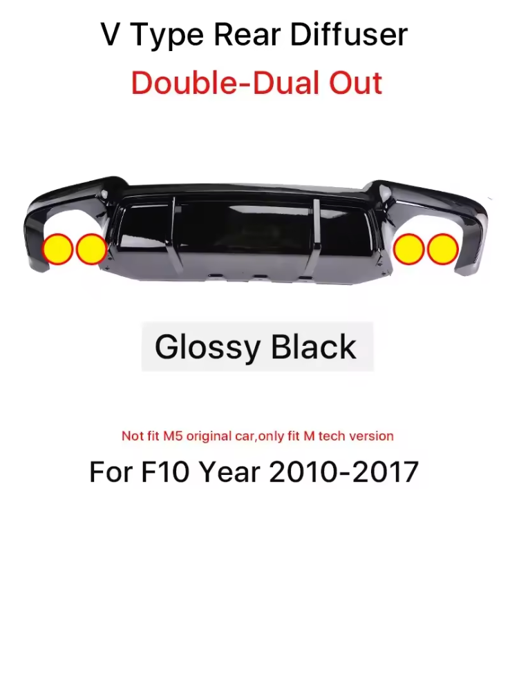 Rear Bumper Diffuser V Type/Competition/Diffuser For BMW 5 Series F10 F11 2010-2017 M Sport - Bimmermods