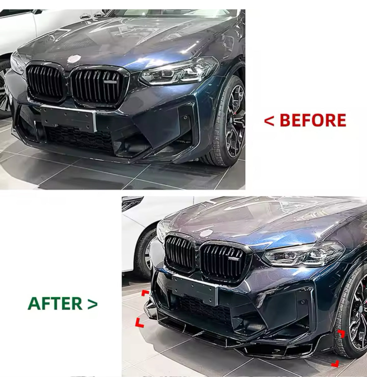 BMW F97 F98 X3M X4M Facelift Gloss Black Sport Style Front Splitter (2019-2024) - Bimmermods