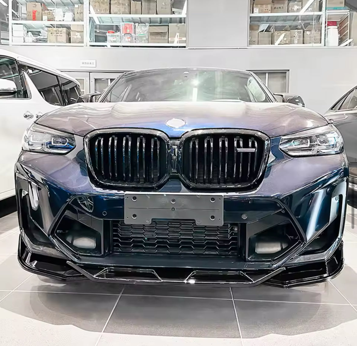 BMW F97 F98 X3M X4M Facelift Gloss Black Sport Style Front Splitter (2019-2024) - Bimmermods