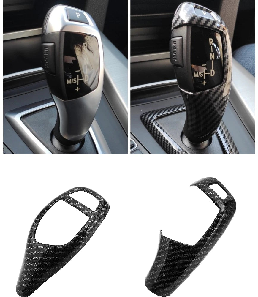 Carbon Fiber Style Gear Shift Handle Sleeve Button Cover Stickers For BMW 1 2 3 5 series X3 X4 X5 X6 F30 f10 f32 F25 F15 F16 - BimmerMods