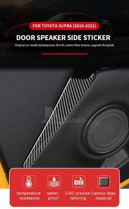 Real Carbon Fiber Door Speaker Side StickersFor Toyota Supra GR A90 A91 MK5 2019 2020 2021 2022 - BimmerMods