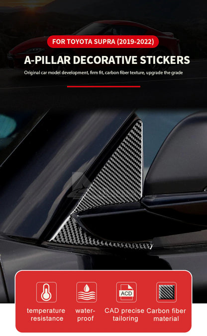 Real Carbon Fiber A-Pillar Decor Interior Trim For Toyota Supra GR A90 A91 MK5 2019-2022 - BimmerMods