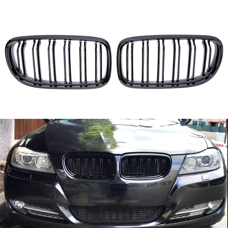 Front Bumper Grilles Kidney Racing Grill Double Slat Grille For BMW 3 Series E90 2009-2012 Matte Accessories - BimmerMods