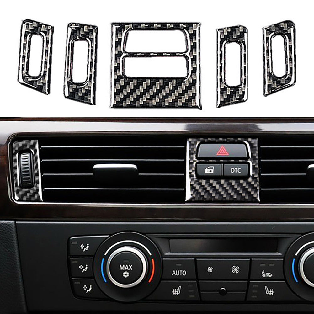 5pcs Car Auto Carbon Fiber Central Air Vent Outlet Sticker Trims For BMW E90 E92 E93 - BimmerMods