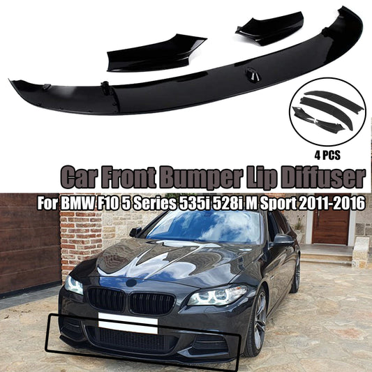 Front Bumper Lip For BMW F10 5 Series 535i 528i M Sport 2011-2016 Carbon Fiber Style - BimmerMods