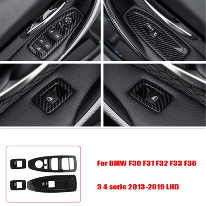 BMW Window Controls Carbon Fiber Trim For BMW F30 F31 F32 F36 3 4 Series 2013-2019 LHD - BimmerMods