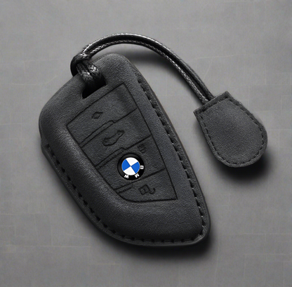 Leather car key case For BMW X1 X3 X5 X6 X7 F20 F15 F16 F48 G20 G30 G01 G02 G05 G11 G32 1 3 7 Series Keychain Suede Accessories - BimmerMods