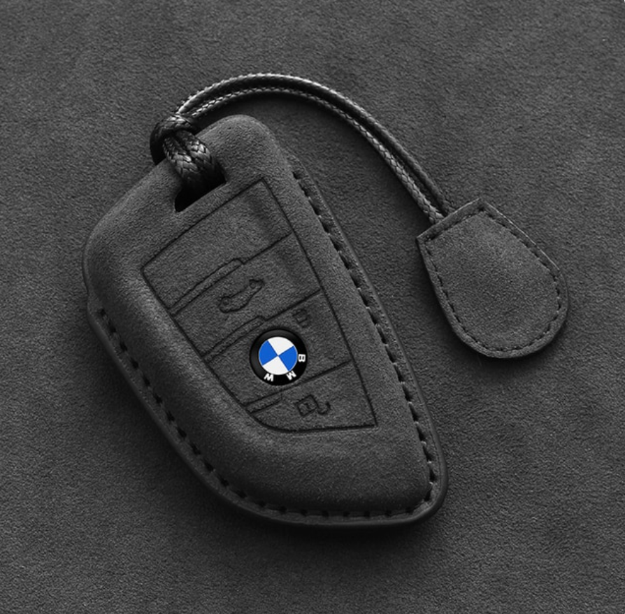 Leather car key case For BMW X1 X3 X5 X6 X7 F20 F15 F16 F48 G20 G30 G01 G02 G05 G11 G32 1 3 7 Series Keychain Suede Accessories - BimmerMods