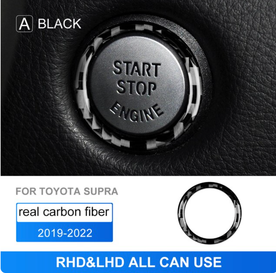 Real Carbon Fiber Start Stop Car Engine Ignition Button Ring Sticker For Toyota Supra GR A90 A91 MK5 2019-2022 - BimmerMods