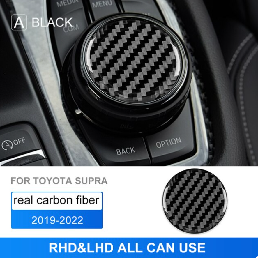 Real Carbon Fiber Button Knob Cover For Toyota Supra GR A90 A91 MK5 2019-2022 - BimmerMods