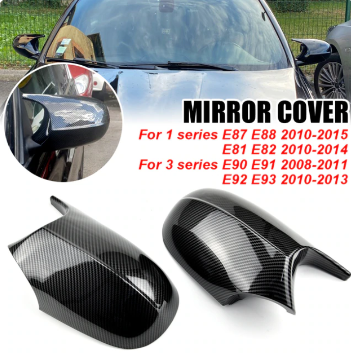 Full Carbon Look Side Wing Mirror Cover For BMW 1 Series E81 E82 E87 E88 - BimmerMods