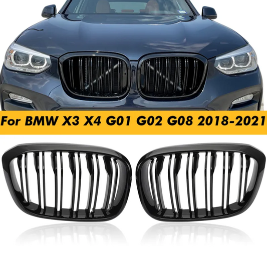 Double Slat Car Front Grill Grilles Kidney Grill For BMW 3 4 X3 G01 G08 X4 G02 2018 2019 2020 2021 - BimmerMods