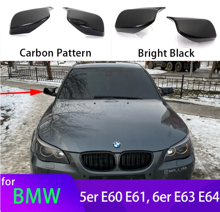 Side Mirror cover Caps for BMW 5 Series E60 E61 E63 E64 2004-2008 520i 525i 528i 528xi 530i - BimmerMods