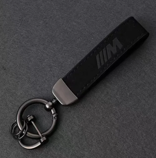 BMW All Black Suede Leather Keychain - BimmerMods