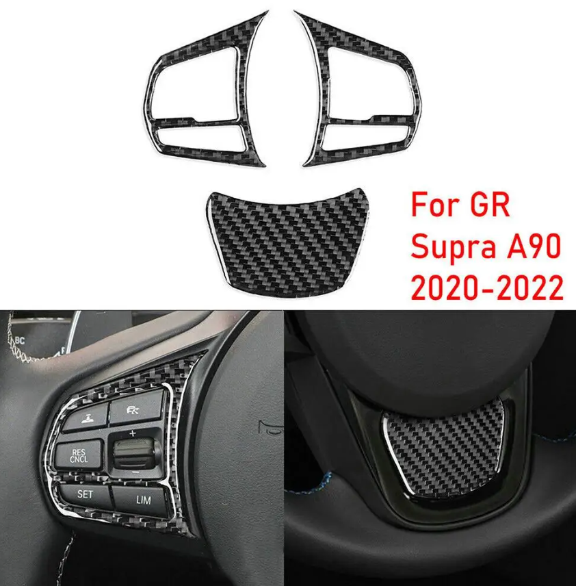 3pcs Car Steering Wheel Carbon Fiber Sticker For GR Supra A90 20-22 - BimmerMods