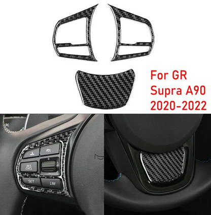 3pcs Car Steering Wheel Carbon Fiber Sticker For GR Supra A90 20-22 - BimmerMods