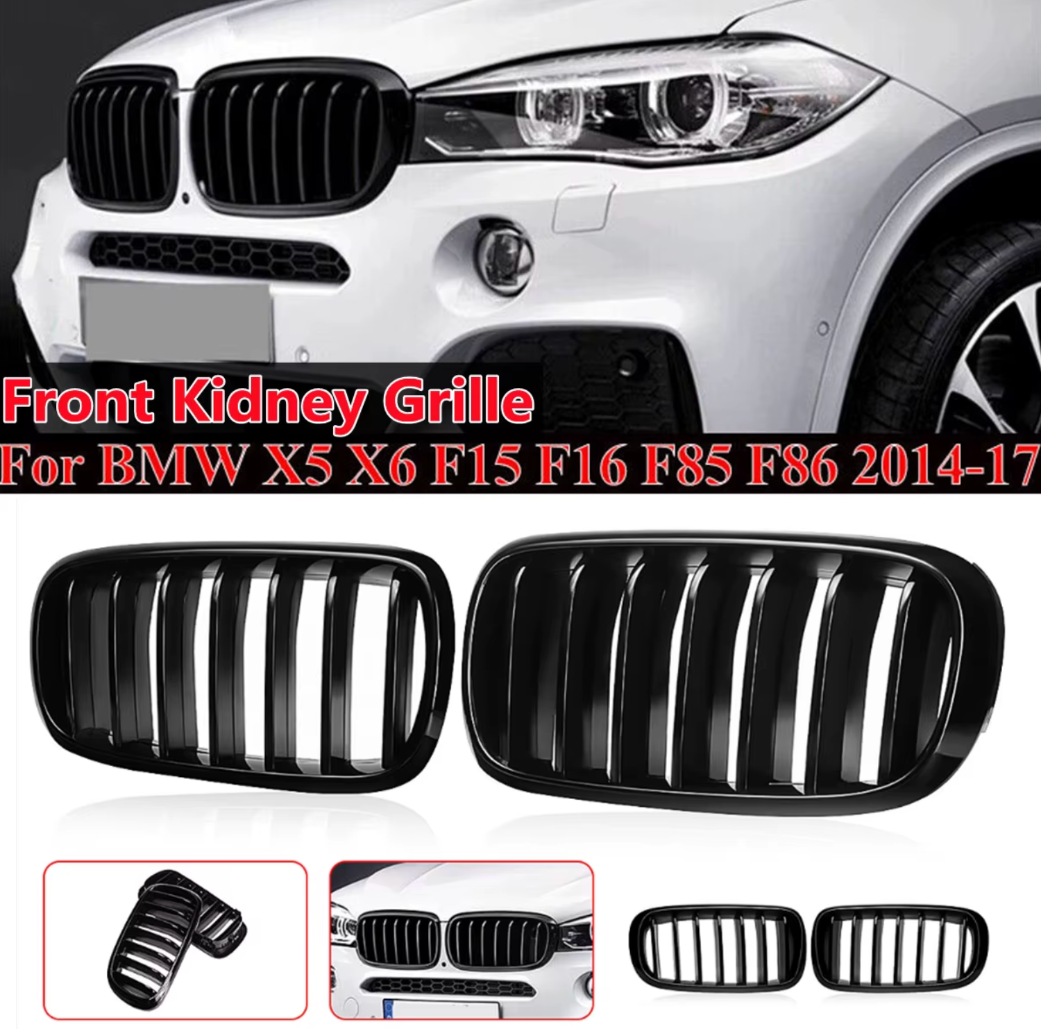 Gloss Black Single Slat Kidney Grill For BMW F15 F16 F85 F86 - Bimmermods