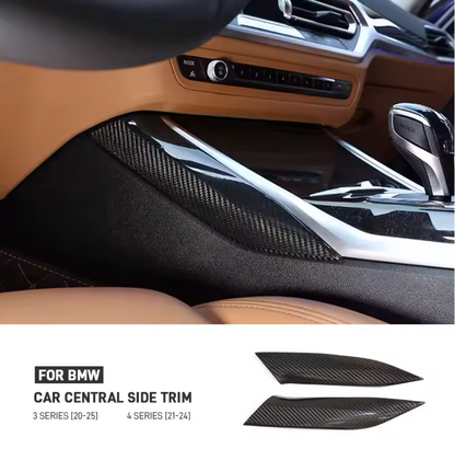 Real Carbon Fiber Center Console Gear Shift Side Panel Cover Trim — For BMW 3 & 4 Series G20 G21 G22 G23 G26 + G80 G81 M3 / G82 G83 M4 - Bimmermods
