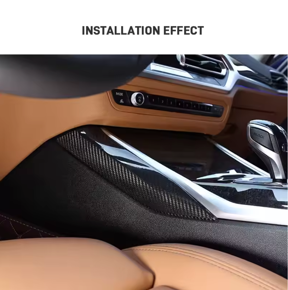 Real Carbon Fiber Center Console Gear Shift Side Panel Cover Trim — For BMW 3 & 4 Series G20 G21 G22 G23 G26 + G80 G81 M3 / G82 G83 M4 - Bimmermods