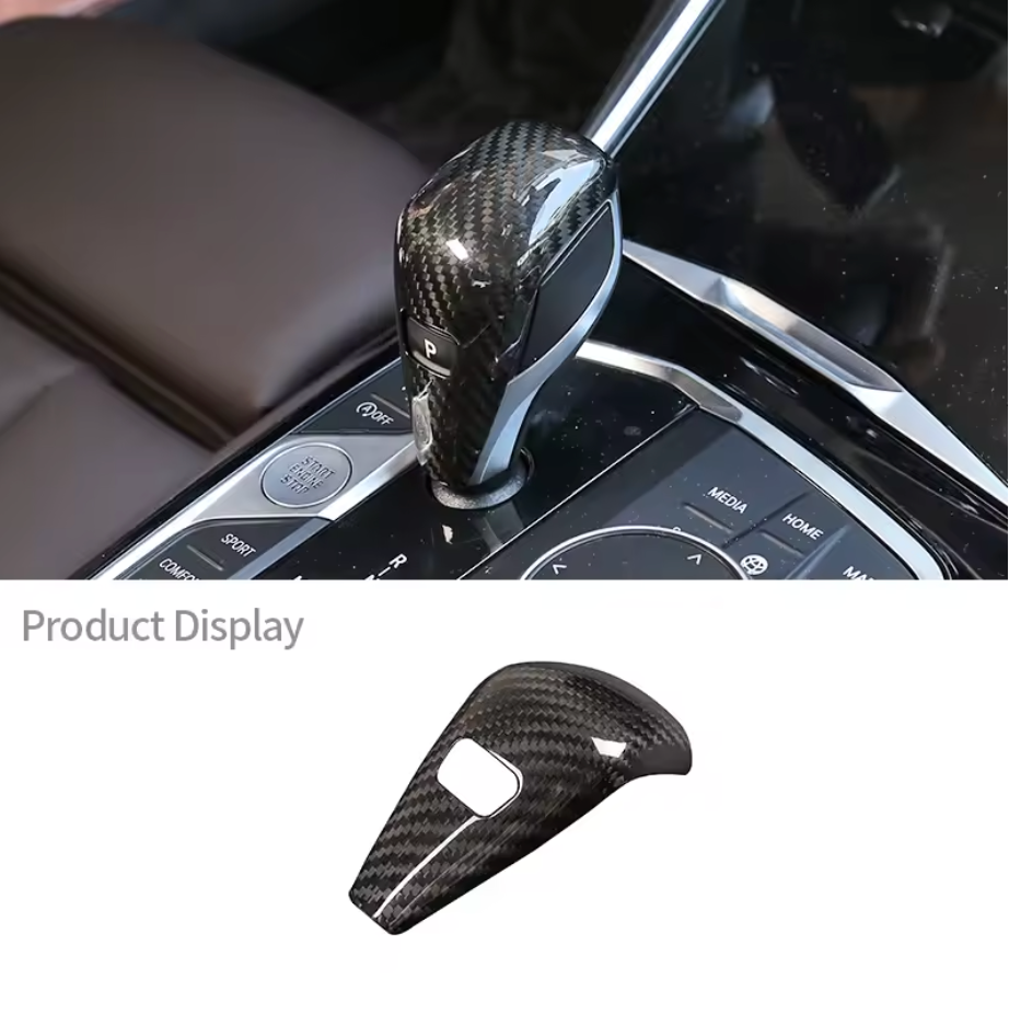 Real Carbon Fiber Gear Shift Knob Head Cover Trim — For BMW 1 / 3 / 4 Series F40 G20 G21 G22 G23 G24 & Z4 (2020–2021) - Bimmermods