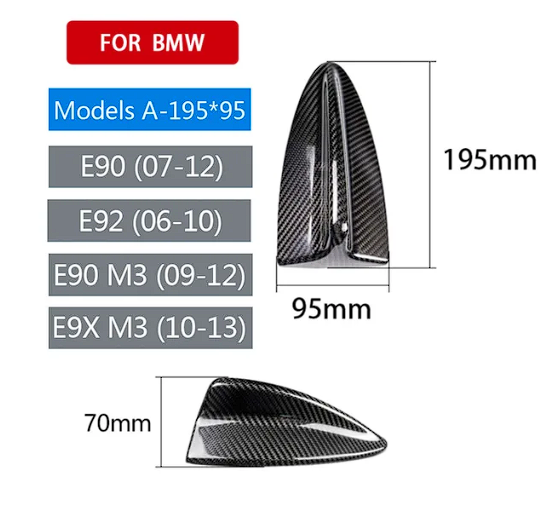 Real Carbon Fiber Shark Fin For BMW F15 F22 F30 F34 F80 F87 F32 F36 F82 G11 G20 G12 G30