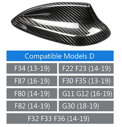 Real Carbon Fiber Shark Fin For BMW F15 F22 F30 F34 F80 F87 F32 F36 F82 G11 G20 G12 G30