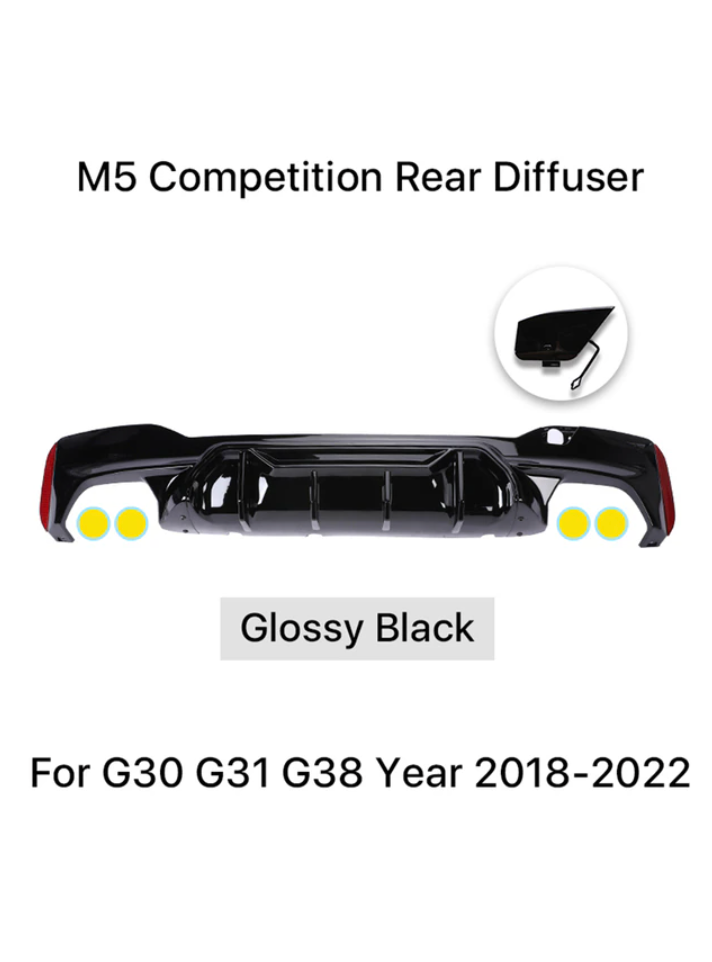 M5 Performance Competition CS Style Rear Bumper Diffuser For BMW 5 Series G30 G31 G38 2018-2022 530i 540i - BimmerMods