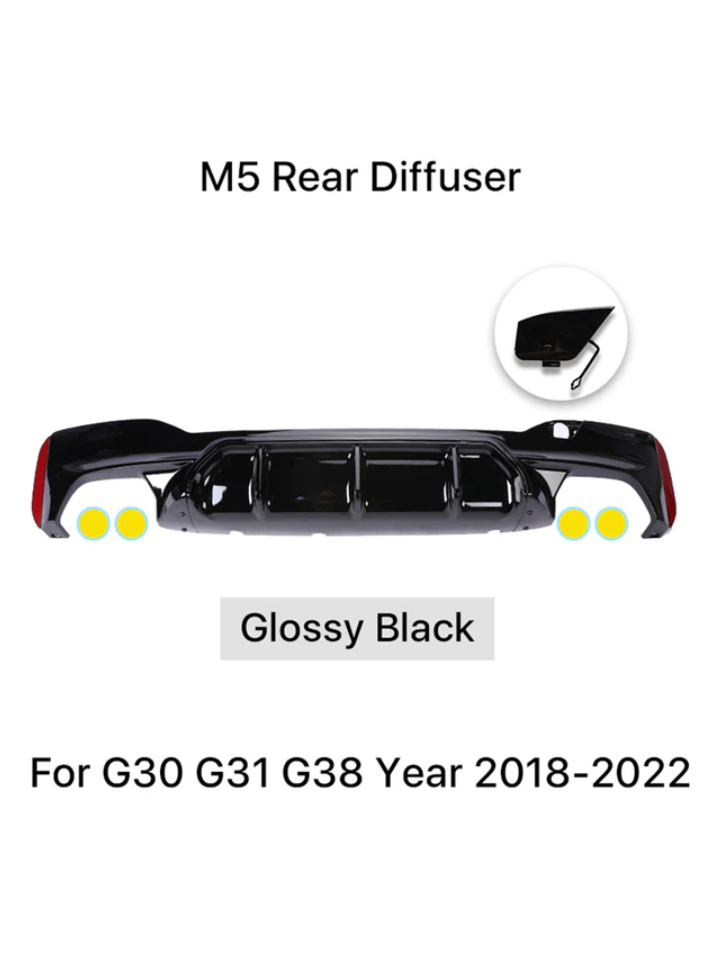 M5 Performance Competition CS Style Rear Bumper Diffuser For BMW 5 Series G30 G31 G38 2018-2022 530i 540i - BimmerMods